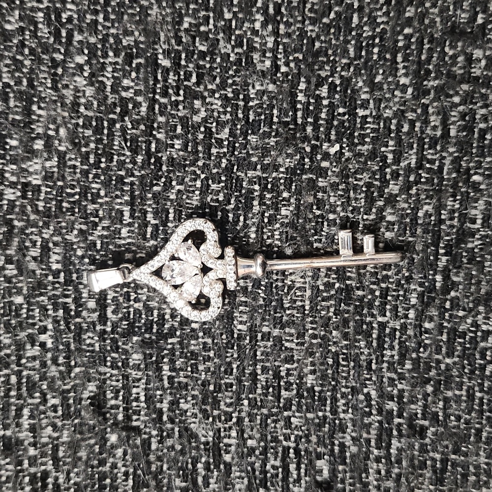 Sterling Silver And Rhinestone Key Pendant